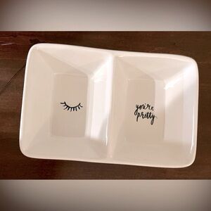 RAE DUNN “You’re Pretty” divided ceramic trinket dish EUC